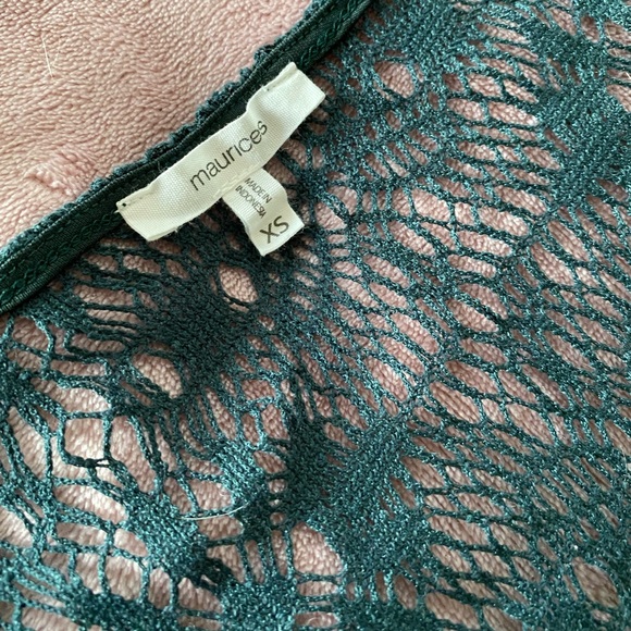 Maurices teal long open knit duster cardigan - Picture 3 of 4